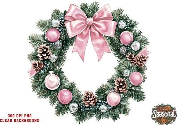 Blush Ornament Christmas Wreath PNG Illustrations Review