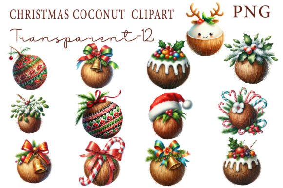 Christmas Coconut Clipart for Seasonal Illustrations
