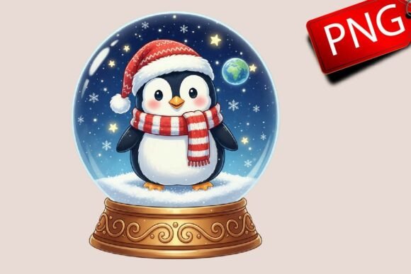 Christmas Cute Penguin Clipart for Illustrations and Crafts