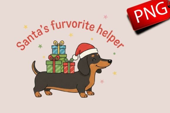 Christmas Dog Dachshund Hand-Drawn PNG Review