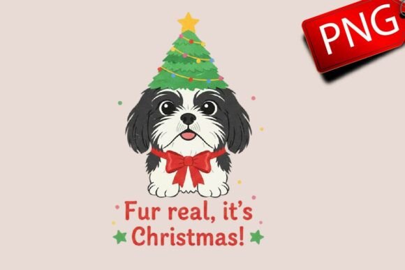 Christmas Dog Shih Tzu Hand-Drawn PNG: A Designer’s Review for Seasonal Branding