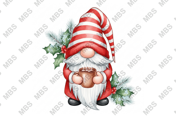 Christmas Gnome with Hot Chocolate Illustrations