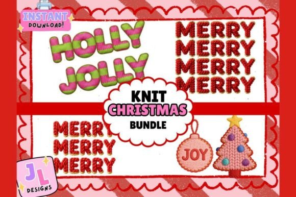 Christmas Knit Png Clipart Bundle: Modern Illustrations for Editorial Design