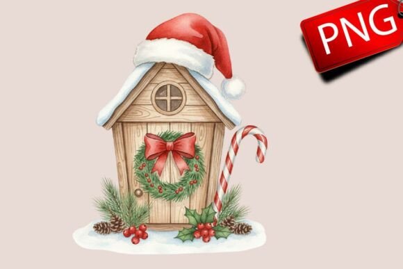 Christmas Mailbox Watercolor Clipart & Illustrations