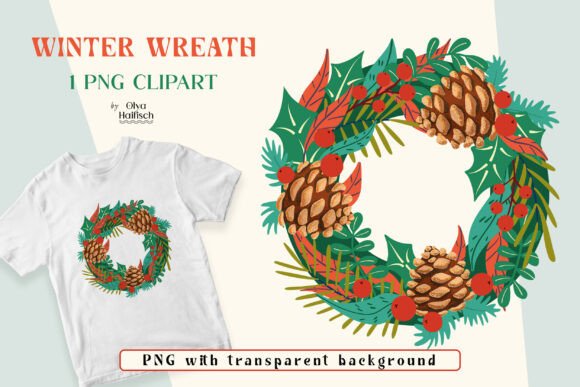 Christmas Pine Cone Wreath PNG Clipart in Illustrations