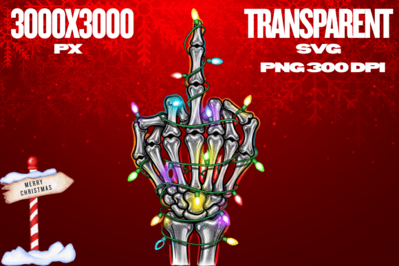 Christmas Skeleton Middle Finger SVG PNG Illustrations