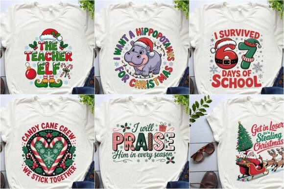 Christmas T-Shirt Design Png Bundle: Modern Illustrations for Content Creators
