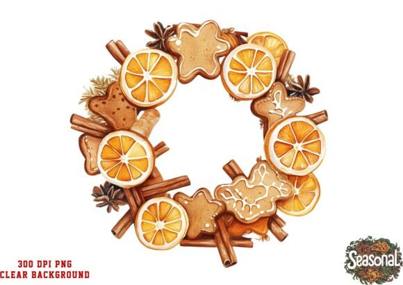 Cinnamon Fruit Christmas Wreath PNG Review for Illustrations