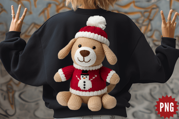 Crochet Yarn Christmas Doodle Dog PNG Design Review for Illustrations