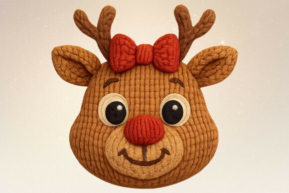 Crochet Yarn Christmas Reindeer Face PNG Review