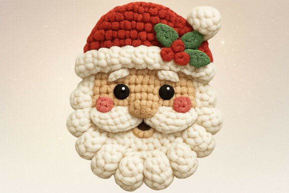 Crochet Yarn Christmas Santa Face PNG Review for Illustrations