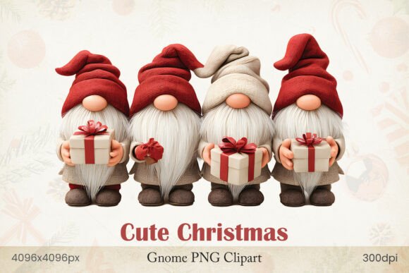 Cute Christmas Gnome, Christmas PNG Illustrations Review