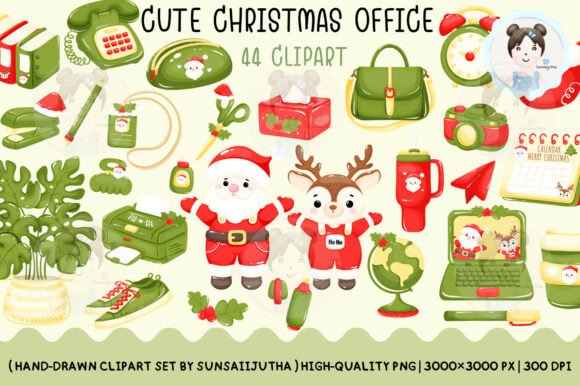 Cute Christmas Office Clipart Set: A Designer’s Review for Illustrations