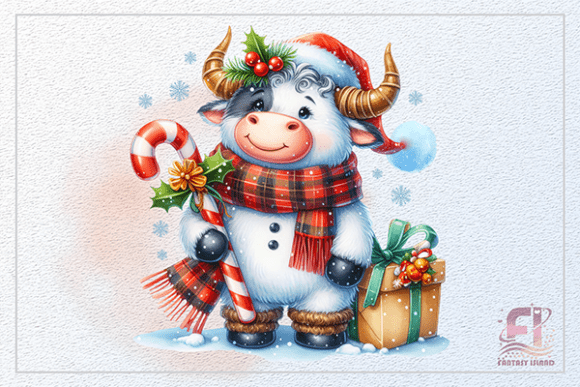 Cute Cow Christmas Festive Clipart PNG: A Designer’s Take on Holiday Illustrations