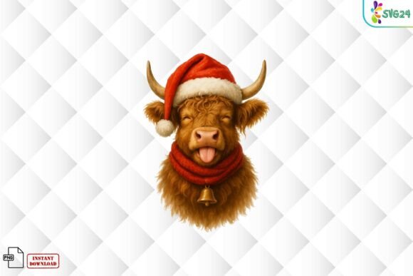Cute Highland Cow Christmas PNG Review for Illustrations