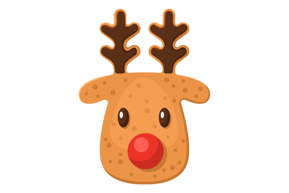 Gingerbread in Shape of Deer. Christmas Illustrations Review