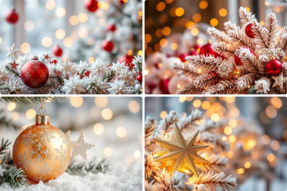 Glamorous Gold and Silver Christmas Illustrations Review