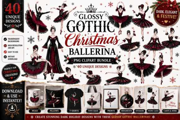 Glossy Gothic Christmas Ballerina Review: A Fresh Take on Holiday Illustrations