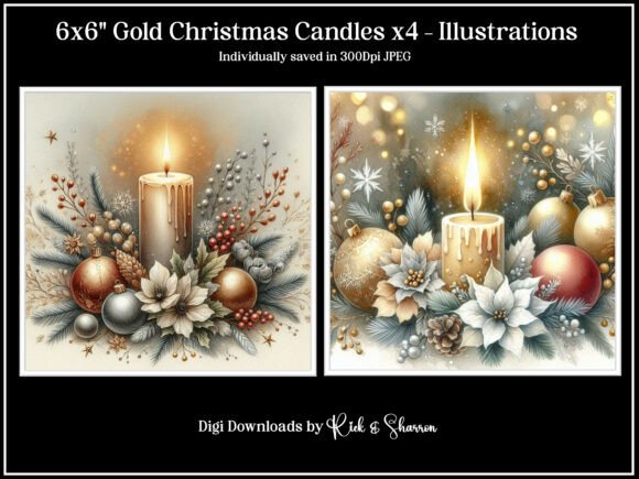Gold Christmas Candles X4 Illustrations Review