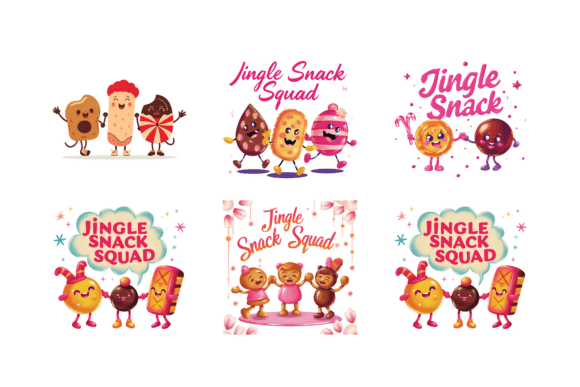 Jingle Snack Squad Christmas Characters: Illustrations for Holiday Branding