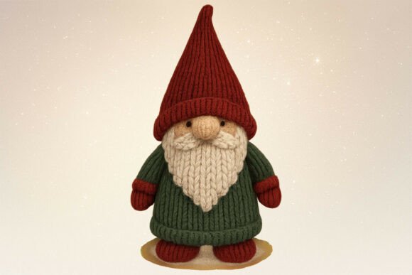 Knitted Cozy Christmas Yarn Gnome PNG