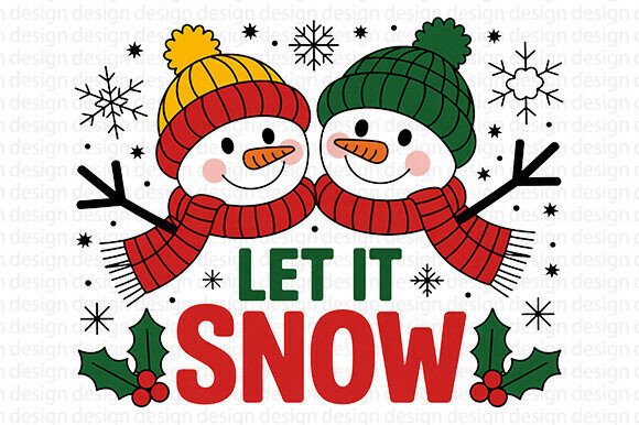 Let It Snow PNG, Christmas Snowman Illustrations