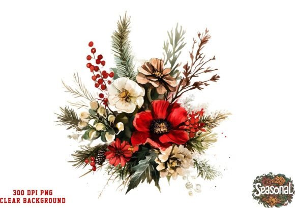 Orange Pinecone Christmas Bouquet Clipar