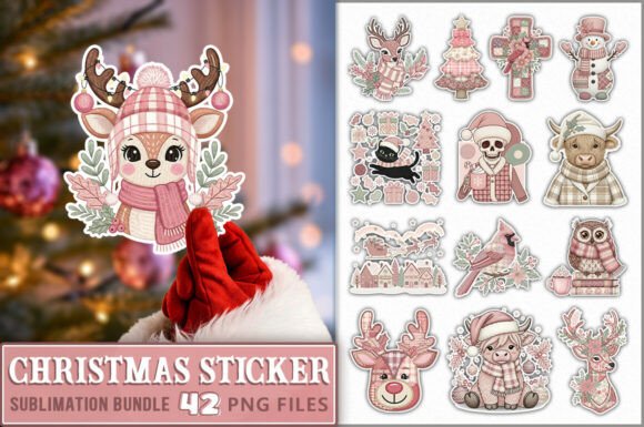 Preppy Pink Christmas Sticker PNG Bundle Review