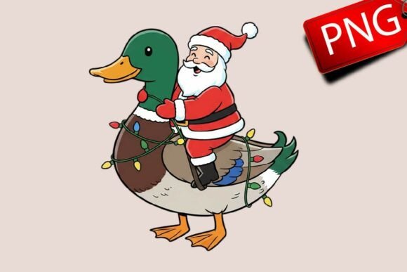 Santa Riding Duck Christmas Xmas PNG: A Publisher’s Take on Seasonal Illustrations