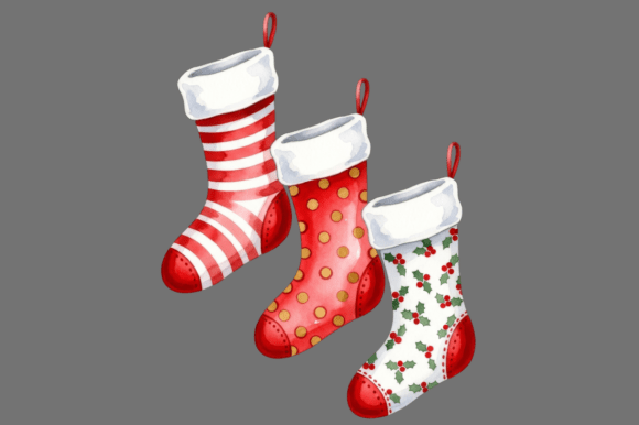 Three Christmas Stockings with Festive Illustrations Review