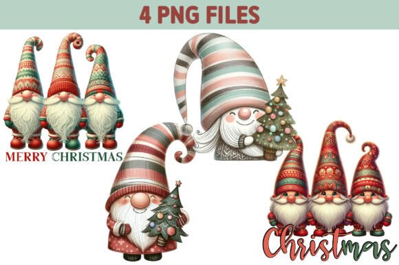 Whimsical Christmas Gnome Clipart PNG for Illustrations