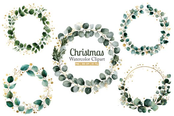 Winter Christmas Floral Circle PNG Review for Branding and Illustrations